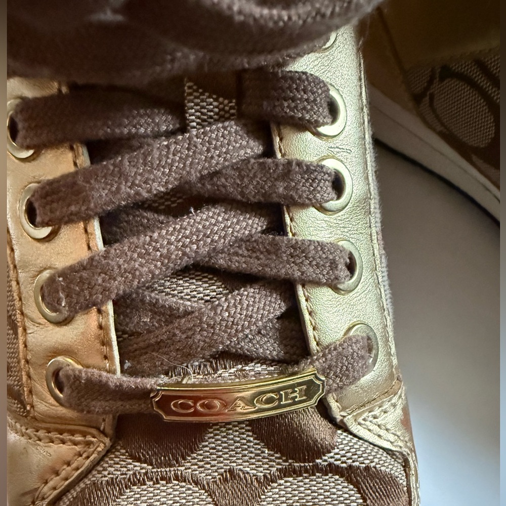 Coach Brown and Gold Signature Sneakers